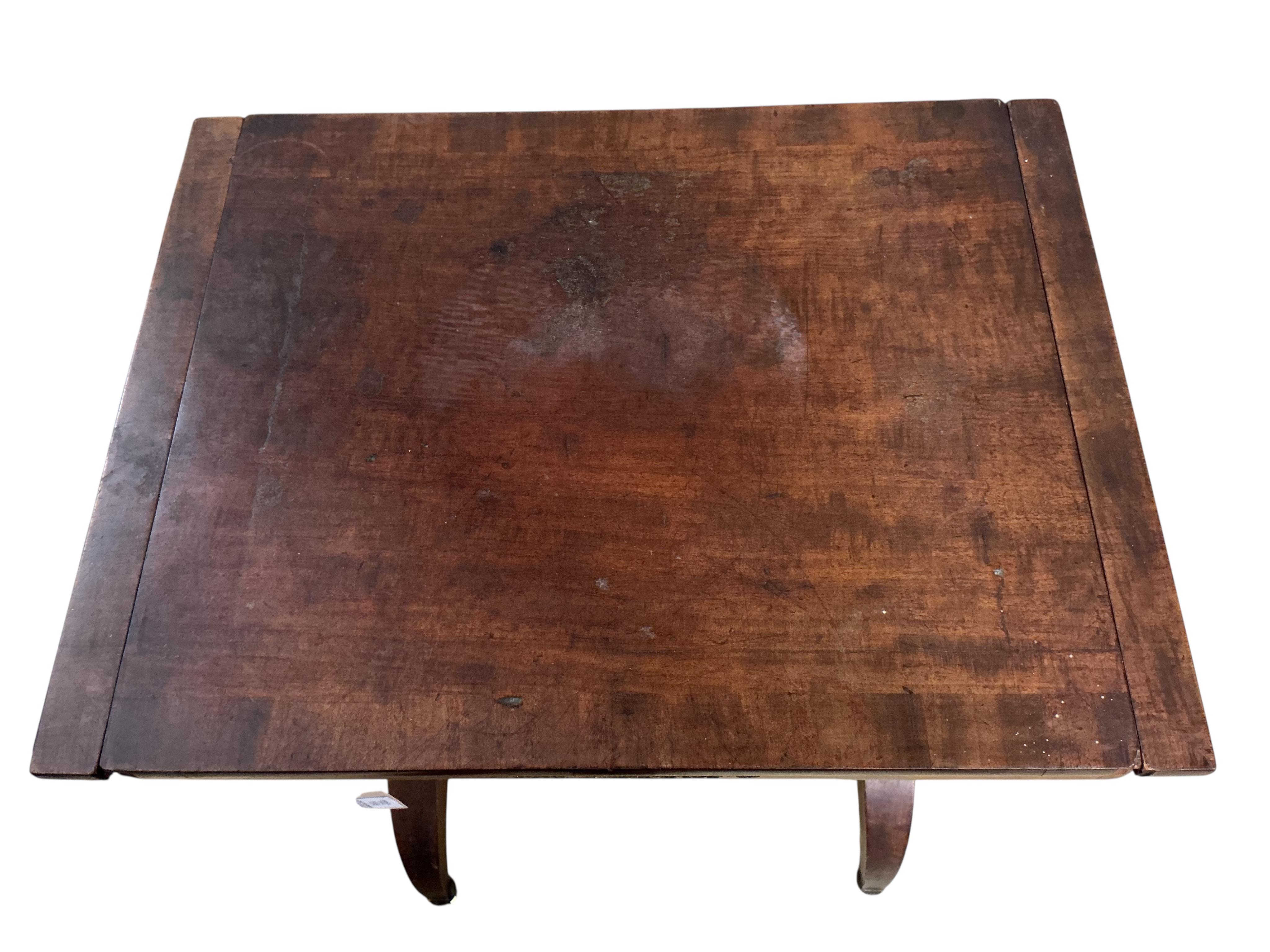 An early 19th century French gilt metal mounted mahogany games table, width 54cm, depth 41cm, height 70cm. Condition - fair